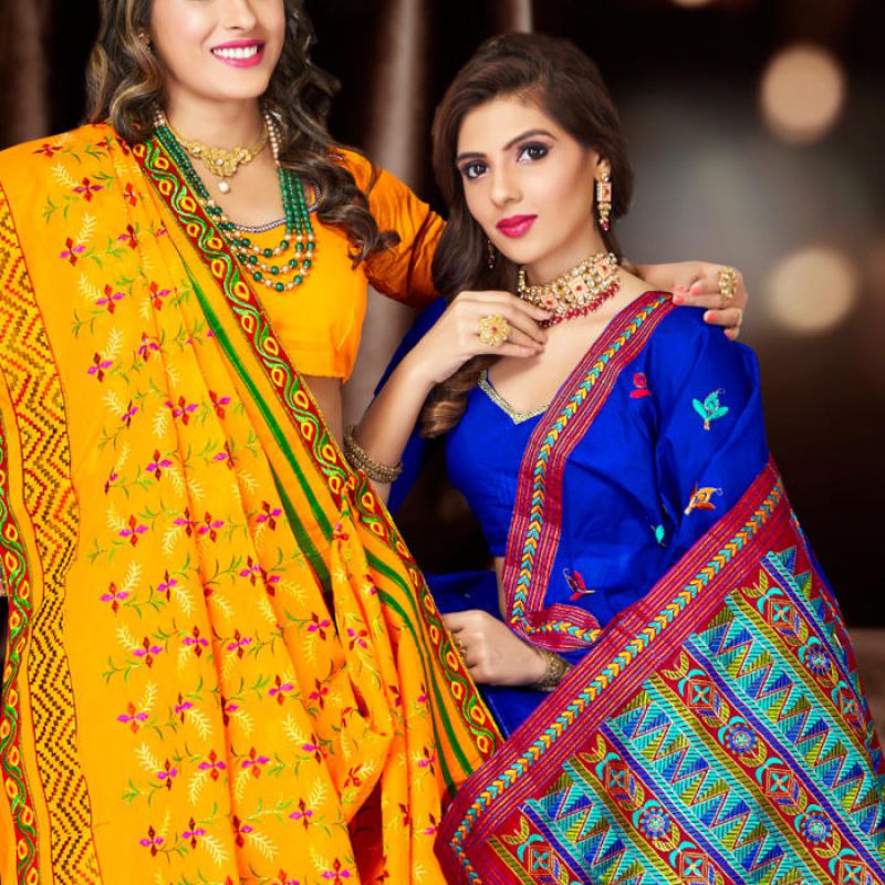 Embroidery Dyed Sarees